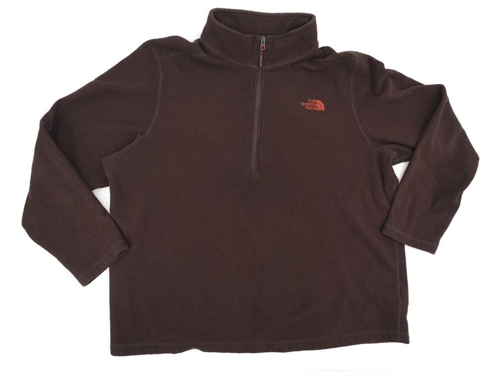 The North Face Fleece Pullover Mens XXL Brown 1/2 Zip Mock Neck Outdoor Hiking